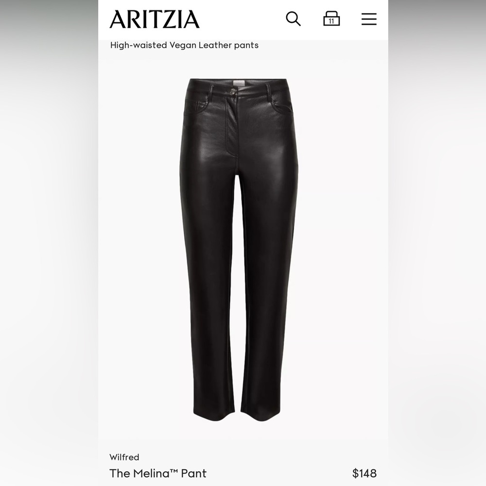 Aritzia Wilfred melina leather pant in black